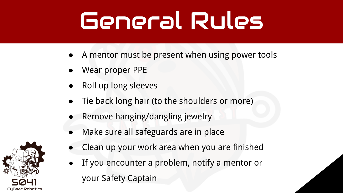 5041 tool safety general rules slide