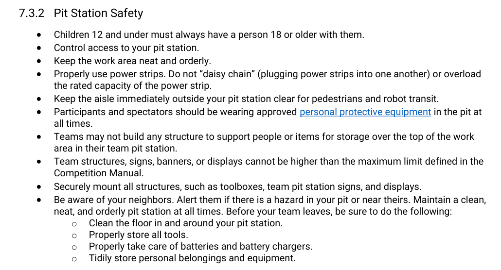 FIRST pit safety page